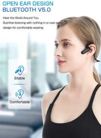 img 3 attached to Black Open Ear Wireless Bone Conduction Headphones - Bluetooth 5.0, 🎧 Waterproof Sports Earphones for Running, Hiking, Bicycling, Driving - High Sound Quality