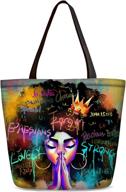 👜 stylish african american woman tote bag: ideal for work, travel, shopping, school, and beach – with zipper & shoulder strap logo