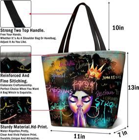 img 3 attached to 👜 Stylish African American Woman Tote Bag: Ideal for Work, Travel, Shopping, School, and Beach – with Zipper & Shoulder Strap