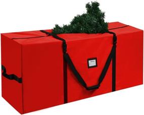 img 4 attached to AerWo Extra Large Christmas Tree Storage Bag - Fits Up to 9 Ft Artificial Trees - Heavy-Duty Waterproof 600D Oxford Xmas Holiday Tree Storage Container (65” x 31” x 15”, Red)
