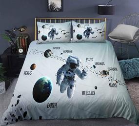 img 3 attached to Astronaut Bedding Galaxy Pillowcases Comforter