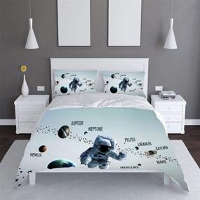 img 4 attached to Astronaut Bedding Galaxy Pillowcases Comforter