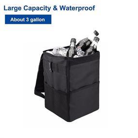 img 3 attached to 🚗 Vemote Car Garbage Can: Waterproof Trash Bin with Lid and Storage Pockets (Large)