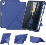 🔵 dtto case for ipad mini 6th gen 8.3 inch 2021 with pencil holder: dark blue magnetic standing cover with tpu back shell & wireless charging [auto wake/sleep] логотип