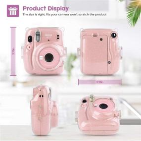 img 3 attached to Чехол для мини-камеры CELION Clear для Fujifilm Instax Mini 11 - оснащен прочным джинсовым плечевым ремнем (глиттер голубой деним)