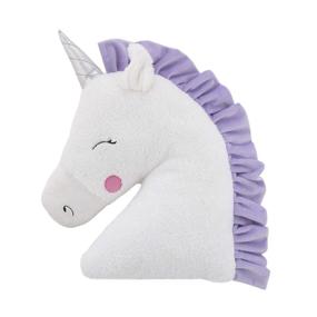 img 3 attached to Shaped Plush Sherpa Unicorn Decorative Pillow - Little Love by NoJo, White, Lilac, Silver, Lavender