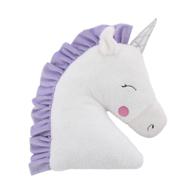 shaped plush sherpa unicorn decorative pillow - little love by nojo, white, lilac, silver, lavender logo