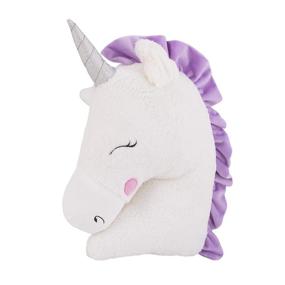 img 2 attached to Shaped Plush Sherpa Unicorn Decorative Pillow - Little Love by NoJo, White, Lilac, Silver, Lavender