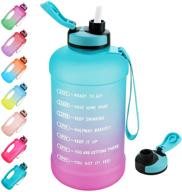 💧 paser half gallon/64oz water bottle: stay hydrated with straw, time marker, and measurement indicator – leakproof bpa free sports motivational water jug (straw brush included) logo