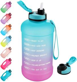 img 4 attached to 💧 PASER Half Gallon/64oz Water Bottle: Stay Hydrated with Straw, Time Marker, and Measurement Indicator – Leakproof BPA Free Sports Motivational Water Jug (Straw Brush Included)