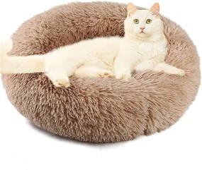 img 4 attached to 🐱 Indoor Cat Beds, WILD+ Donut Cuddler: Comfy, Fluffy, Washable, Calming Bed for Cats and Small Dogs up to 22 lbs