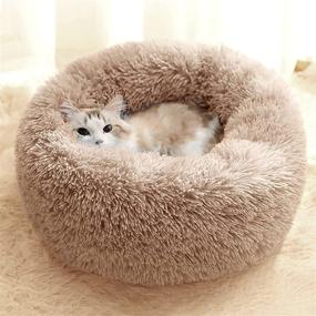 img 3 attached to 🐱 Indoor Cat Beds, WILD+ Donut Cuddler: Comfy, Fluffy, Washable, Calming Bed for Cats and Small Dogs up to 22 lbs