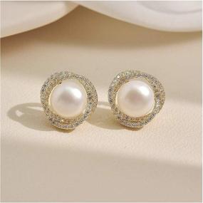 img 2 attached to AnnBabic Pearl Stud Earrings Women