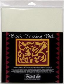 img 1 attached to Premium Black Ink 9x12 Block Printing Paper: Bleached Mulberry, 25-Pack