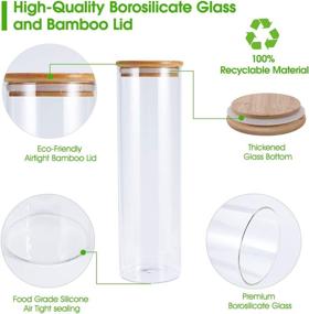 img 1 attached to 🍶 3-Pack Glass Kitchen Canister Set - High Borosilicate Glass Storage Jars with Airtight Bamboo Lid, Ideal for Flour, Sugar, Candy, Cookies (54 OZ/1600 ML)