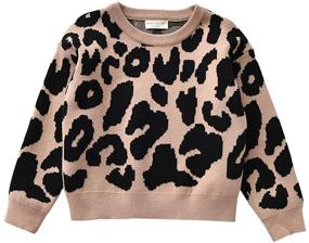 img 4 attached to JGJSTAR Baby Girls' Leopard Sweater Knit Crew Neck Long Sleeve Sweatershirt: Stylish Shirt/Cardigan Top for Toddlers