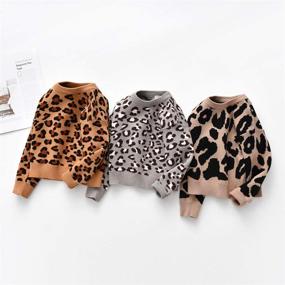 img 1 attached to JGJSTAR Baby Girls' Leopard Sweater Knit Crew Neck Long Sleeve Sweatershirt: Stylish Shirt/Cardigan Top for Toddlers