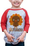 🦃 adorable baby boy's little turkey thanksgiving red raglan by 7 ate 9 apparel logo