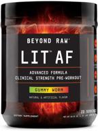🔥 enhanced formula of beyond raw lit af pre-workout powder - clinical strength with caffeine, l-citruline, and nitrosigine - gummy worm flavor - 20 servings logo