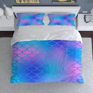 🌊 dream bay blue mermaid fish scales twin duvet cover set - breathable 110 gsm microfiber, includes 1 duvet cover with 1 pillow sham - soft & stylish logo