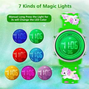 img 2 attached to 🌈 Kids Sports Waterproof 3D Cute Cartoon Digital Watches for Girls Ages 3-12: 7 Color Lights Wrist Watch