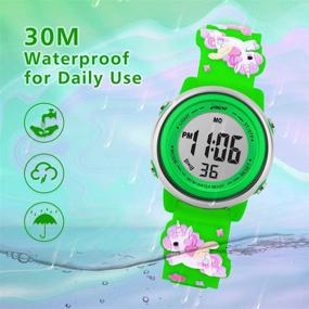 img 1 attached to 🌈 Kids Sports Waterproof 3D Cute Cartoon Digital Watches for Girls Ages 3-12: 7 Color Lights Wrist Watch