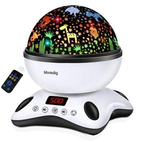 img 4 attached to 🌌 Moredig Night Light Projector for Kids - Remote Control, Timer, 360 Degree Rotation - 8 Color Changing Modes and 12 Soothing Songs - Black