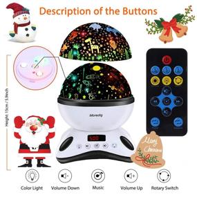 img 3 attached to 🌌 Moredig Night Light Projector for Kids - Remote Control, Timer, 360 Degree Rotation - 8 Color Changing Modes and 12 Soothing Songs - Black