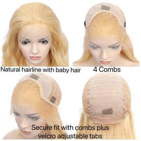 img 2 attached to 👩 20 inch Blonde 613 Lace Front Wig Human Hair Blonde Body Wave Pre Plucked Lace Frontal Wigs 13x4 Blonde Lace Front Wigs with Baby Hair 613 Blonde Body Wave Lace Frontal Wig