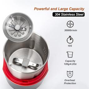 img 1 attached to Efficient 150W Electric Coffee and Herb Grinder with 120g Large Capacity - Stainless Steel Blades for Coffee Beans, Herbs, Spices, Grains, Nuts