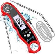 lavish g waterproof digital bbq meat thermometer for safe deep frying, baking, indoor & outdoor cooking - red logo