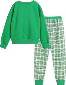 img 3 attached to Girls Christmas Outfit: Warm 2 Piece 🎄 Fleece Pullover Sweatshirt and Sweatpants for Unisex 4-13Y