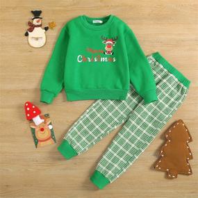 img 2 attached to Girls Christmas Outfit: Warm 2 Piece 🎄 Fleece Pullover Sweatshirt and Sweatpants for Unisex 4-13Y