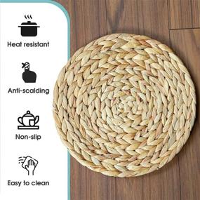 img 1 attached to Enhance your dining experience with HNCmua Round Woven Rattan Placemats