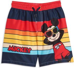 img 2 attached to 🐭 Disney Mickey Mouse Swim Rash Guard and Trunks Set - Red/Navy - Kids Swimwear Combo