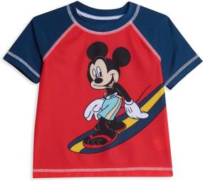 img 3 attached to 🐭 Disney Mickey Mouse Swim Rash Guard and Trunks Set - Red/Navy - Kids Swimwear Combo