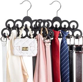 img 4 attached to 👕 Organize Your Closet with SMARTAKE 2-Pack Belt Hangers: 11 Loop Tie Rack, 360 Degree Rotatable Belt Organizer, Non-Slip Hanging Closet Accessories Holder for Belts, Ties, Scarves, and More!