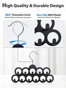 img 1 attached to 👕 Organize Your Closet with SMARTAKE 2-Pack Belt Hangers: 11 Loop Tie Rack, 360 Degree Rotatable Belt Organizer, Non-Slip Hanging Closet Accessories Holder for Belts, Ties, Scarves, and More!