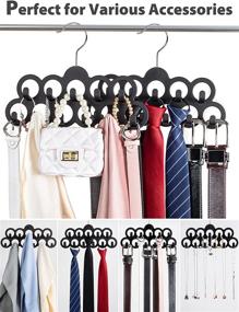 img 3 attached to 👕 Organize Your Closet with SMARTAKE 2-Pack Belt Hangers: 11 Loop Tie Rack, 360 Degree Rotatable Belt Organizer, Non-Slip Hanging Closet Accessories Holder for Belts, Ties, Scarves, and More!