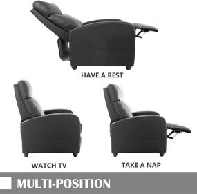 img 2 attached to 🪑 Premium Dark Black PU Leather Recliner Chair: Adjustable Single Sofa for Living Room, Home Theater & Bedroom Comfort