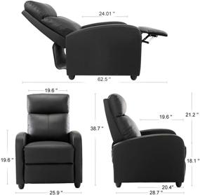 img 1 attached to 🪑 Premium Dark Black PU Leather Recliner Chair: Adjustable Single Sofa for Living Room, Home Theater & Bedroom Comfort