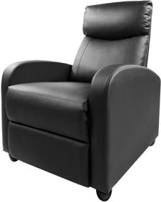 img 4 attached to 🪑 Premium Dark Black PU Leather Recliner Chair: Adjustable Single Sofa for Living Room, Home Theater & Bedroom Comfort