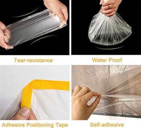 img 2 attached to 🎨 Muf 9 x 65 Feet Plastic Drop Cloth Plastic Sheeting: Waterproof Painters Plastic Tarp with Masking Tape for Dust and Paint Protection on Car, Furniture, Carpet, and Floor