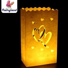 img 3 attached to 💑 20-pack White Luminary Candle Bags | Special Lantern Luminary Bags with Duo Heart | Durable & Reusable Fire-Retardant Cotton Material | Ideal for Wedding, Valentine's Day, Reception, Engagement, Marriage Proposal, Event