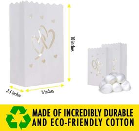 img 1 attached to 💑 20-pack White Luminary Candle Bags | Special Lantern Luminary Bags with Duo Heart | Durable & Reusable Fire-Retardant Cotton Material | Ideal for Wedding, Valentine's Day, Reception, Engagement, Marriage Proposal, Event