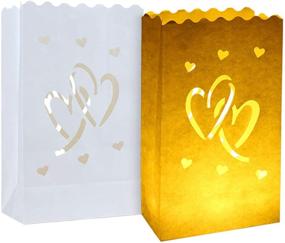 img 4 attached to 💑 20-pack White Luminary Candle Bags | Special Lantern Luminary Bags with Duo Heart | Durable & Reusable Fire-Retardant Cotton Material | Ideal for Wedding, Valentine's Day, Reception, Engagement, Marriage Proposal, Event