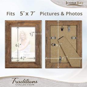 img 2 attached to 🖼️ Icona Bay 5x7 Picture Frames (Chestnut Brown, 3 Pack) - Rustic Wood Pattern, Light Distressing, Traditions Collection