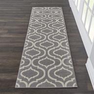 🏞️ nourison jubilant moroccan trellis grey 2'3" x 7'3" area rug: elegant runner design & superior quality logo