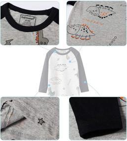 img 2 attached to 🚀 3-Pack Boys' Long-Sleeve Cartoon T-Shirts with Dinosaurs, Cars, and Rockets - Round Neck Kids Tees for Ages 1-7