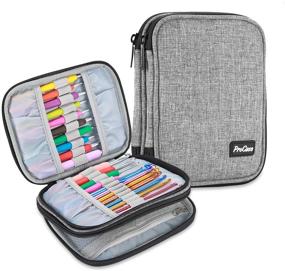 img 4 attached to 🧶 ProCase Crochet Hook Case - Travel Organizer Bag for Crochet Hooks, Circular Needles & Accessories (Grey, Up to 6.5 Inches)